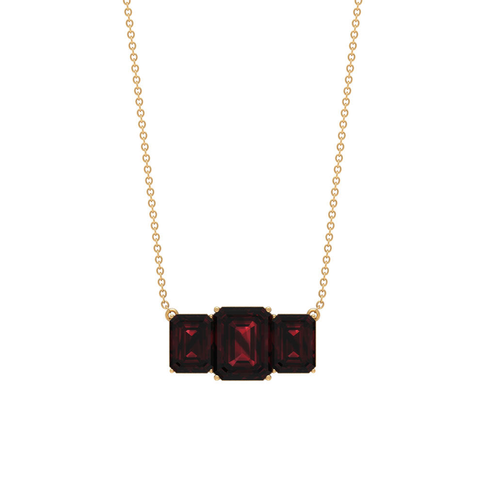 Emerald Cut Garnet Necklace Garnet - ( AAA ) - Quality - Rosec Jewels