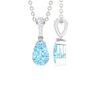 Pear Shape Aquamarine Solitaire Pendant with Diamond Bail Aquamarine - ( AAA ) - Quality - Rosec Jewels