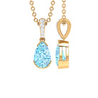 Pear Shape Aquamarine Solitaire Pendant with Diamond Bail Aquamarine - ( AAA ) - Quality - Rosec Jewels