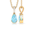 Pear Shape Aquamarine Solitaire Pendant with Diamond Bail Aquamarine - ( AAA ) - Quality - Rosec Jewels