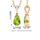 Pear Shape Peridot Solitaire Pendant with Diamond Accent Bail Peridot - ( AAA ) - Quality - Rosec Jewels