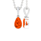 Pear Shape Fire Opal Solitaire Pendant with Diamond Accent Bail Fire Opal - ( AAA ) - Quality - Rosec Jewels