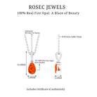 Pear Shape Fire Opal Solitaire Pendant with Diamond Accent Bail Fire Opal - ( AAA ) - Quality - Rosec Jewels