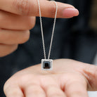 7 MM Princess Cut Black Spinel Solitaire Pendant with Rope Frame Details Black Spinel - ( AAA ) - Quality - Rosec Jewels