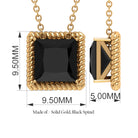 7 MM Princess Cut Black Spinel Solitaire Pendant with Rope Frame Details Black Spinel - ( AAA ) - Quality - Rosec Jewels