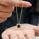 7 MM Princess Cut Black Spinel Solitaire Pendant with Rope Frame Details Black Spinel - ( AAA ) - Quality - Rosec Jewels