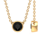 Simple Round Black Onyx Solitaire Necklace in Bezel Setting Black Onyx - ( AAA ) - Quality - Rosec Jewels