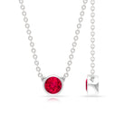 Round Created Ruby Solitaire Necklace Lab Created Ruby - ( AAAA ) - Quality - Rosec Jewels