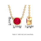 Round Created Ruby Solitaire Necklace Lab Created Ruby - ( AAAA ) - Quality - Rosec Jewels