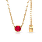 Round Created Ruby Solitaire Necklace Lab Created Ruby - ( AAAA ) - Quality - Rosec Jewels