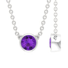 1/2 CT Bezel Set Round Amethyst Solitaire Necklace in Gold Amethyst - ( AAA ) - Quality - Rosec Jewels