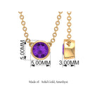 1/2 CT Bezel Set Round Amethyst Solitaire Necklace in Gold Amethyst - ( AAA ) - Quality - Rosec Jewels