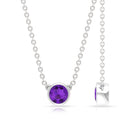 1/2 CT Bezel Set Round Amethyst Solitaire Necklace in Gold Amethyst - ( AAA ) - Quality - Rosec Jewels