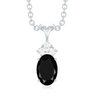 Minimal Oval Black Diamond Pendant with Moissanite Stones Black Diamond - ( AAA ) - Quality - Rosec Jewels