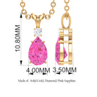 Pink Sapphire and Diamond Teardrop Pendant Pink Sapphire - ( AAA ) - Quality - Rosec Jewels