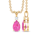 Pink Sapphire and Diamond Teardrop Pendant Pink Sapphire - ( AAA ) - Quality - Rosec Jewels