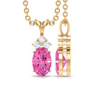 Minimal Oval Pink Sapphire Pendant with Diamond Stones Pink Sapphire - ( AAA ) - Quality - Rosec Jewels