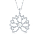 Certified Moissanite Flower Pendant in Bezel Setting Moissanite - ( D-VS1 ) - Color and Clarity - Rosec Jewels