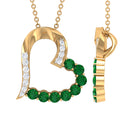 Emerald and Diamond Open Heart Pendant Necklace Emerald - ( AAA ) - Quality - Rosec Jewels