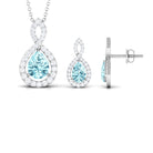 Aquamarine Teardrop Jewelry Set with Moissanite Infinity Aquamarine - ( AAA ) - Quality - Rosec Jewels