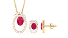 Oval Created Ruby and Moissanite Contemporary Jewelry Set Lab Created Ruby - ( AAAA ) - Quality - Rosec Jewels