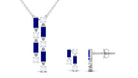 Created Blue Sapphire and Diamond Dangle Jewelry Set Lab Created Blue Sapphire - ( AAAA ) - Quality - Rosec Jewels