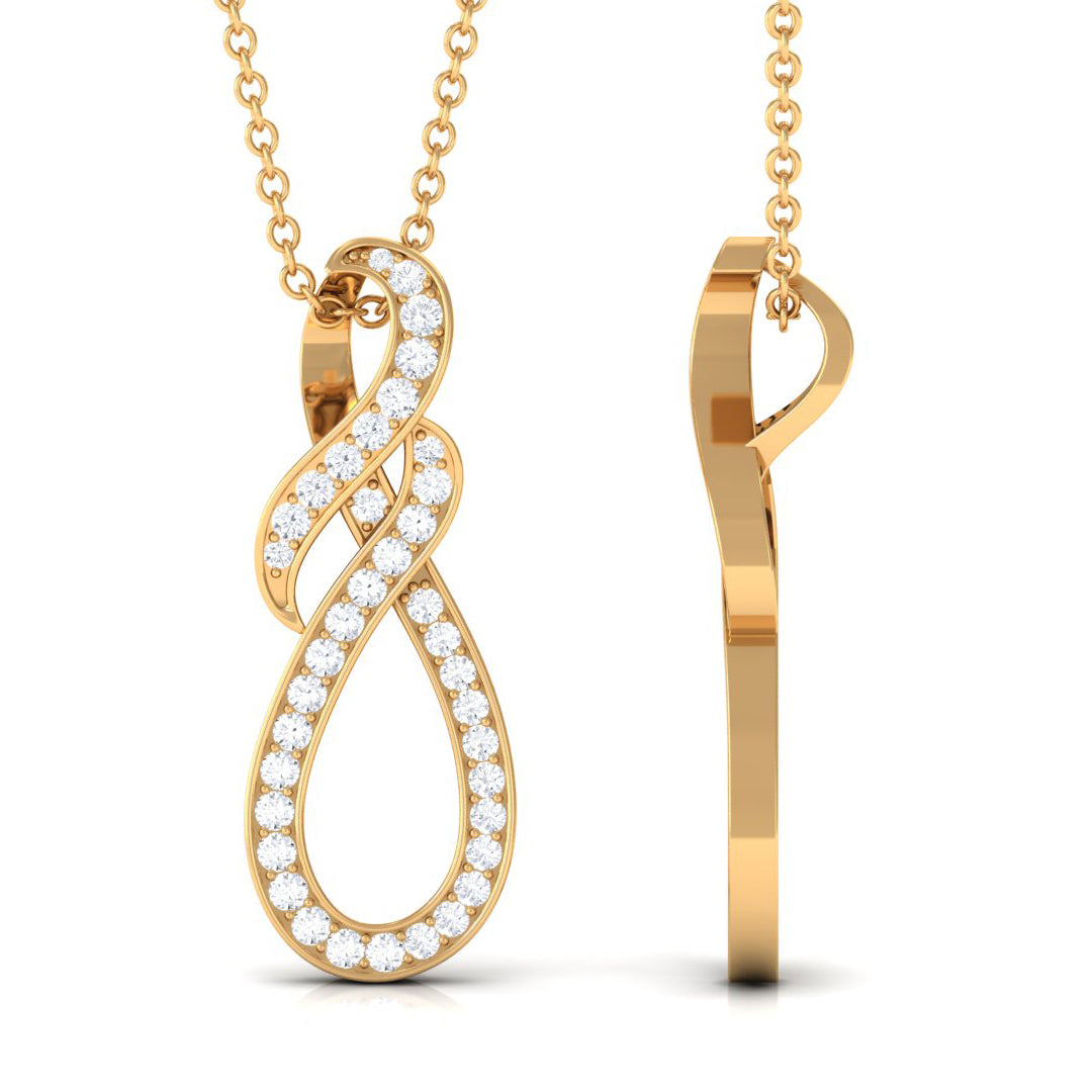 1/2 CT Diamond Infinity Dangle Pendant Necklace in Gold Diamond - ( HI-SI ) - Color and Clarity - Rosec Jewels