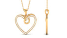 Pave Set Diamond Open Heart Pendant in Gold Diamond - ( HI-SI ) - Color and Clarity - Rosec Jewels