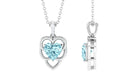 Heart Shape Aquamarine Leaf Pendant with Diamond Accent Bail Aquamarine - ( AAA ) - Quality - Rosec Jewels