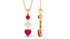 Round and Heart Shape Ruby Dangle Pendant with Diamond Ruby - ( AAA ) - Quality - Rosec Jewels