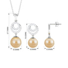 South Sea Pearl Swirl Drop Jewelry Set with Moissanite South Sea Pearl - ( AAA ) - Quality - Rosec Jewels