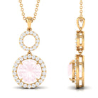 Rose Quartz and Diamond Dangle Pendant Rose Quartz - ( AAA ) - Quality - Rosec Jewels