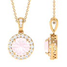 Minimal Rose Quartz and Diamond Pendant Rose Quartz - ( AAA ) - Quality - Rosec Jewels