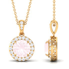 Minimal Rose Quartz and Diamond Pendant Rose Quartz - ( AAA ) - Quality - Rosec Jewels