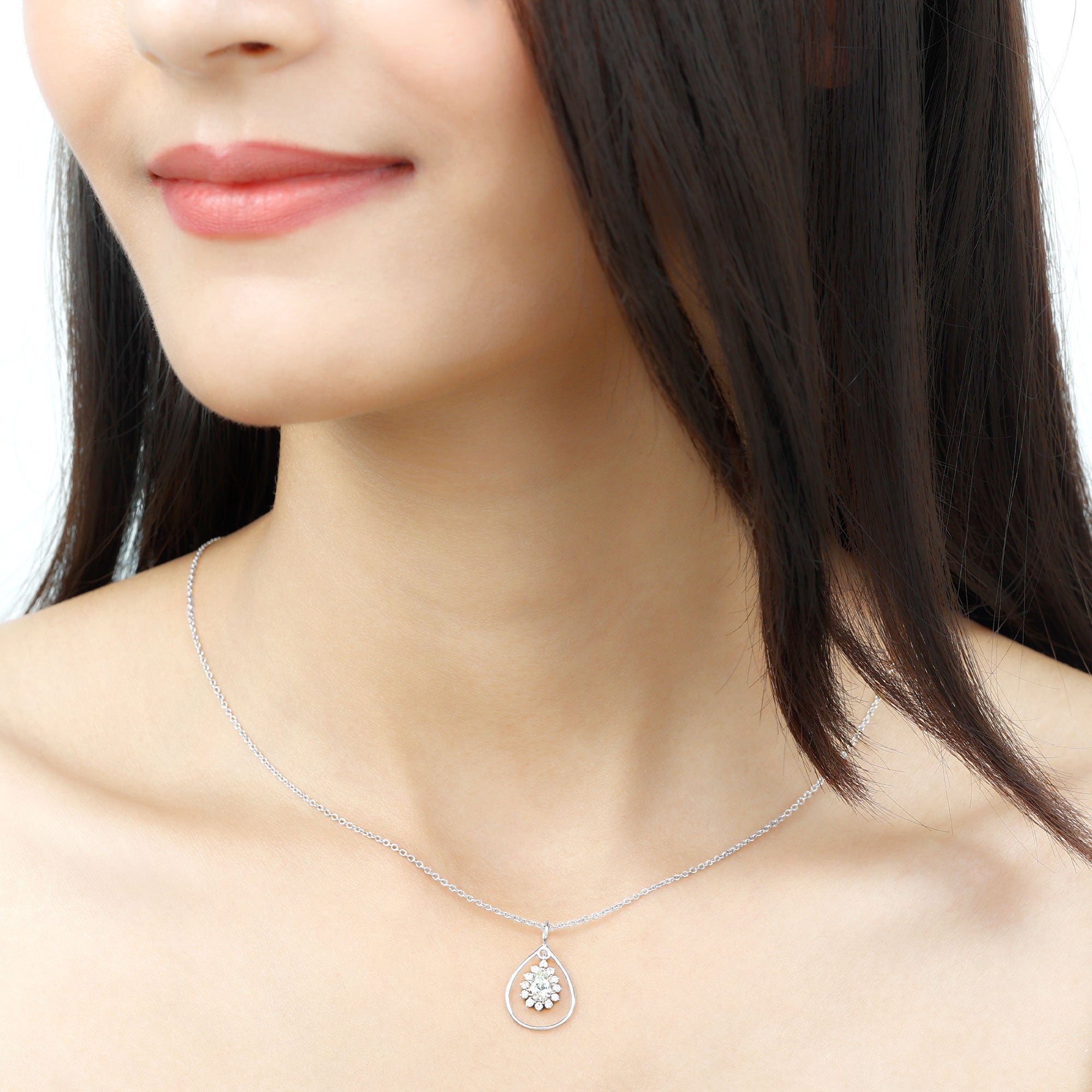 Pear Shape Lab Grown Diamond Teardrop Pendant Necklace Lab Grown Diamond - ( EF-VS ) - Color and Clarity - Rosec Jewels