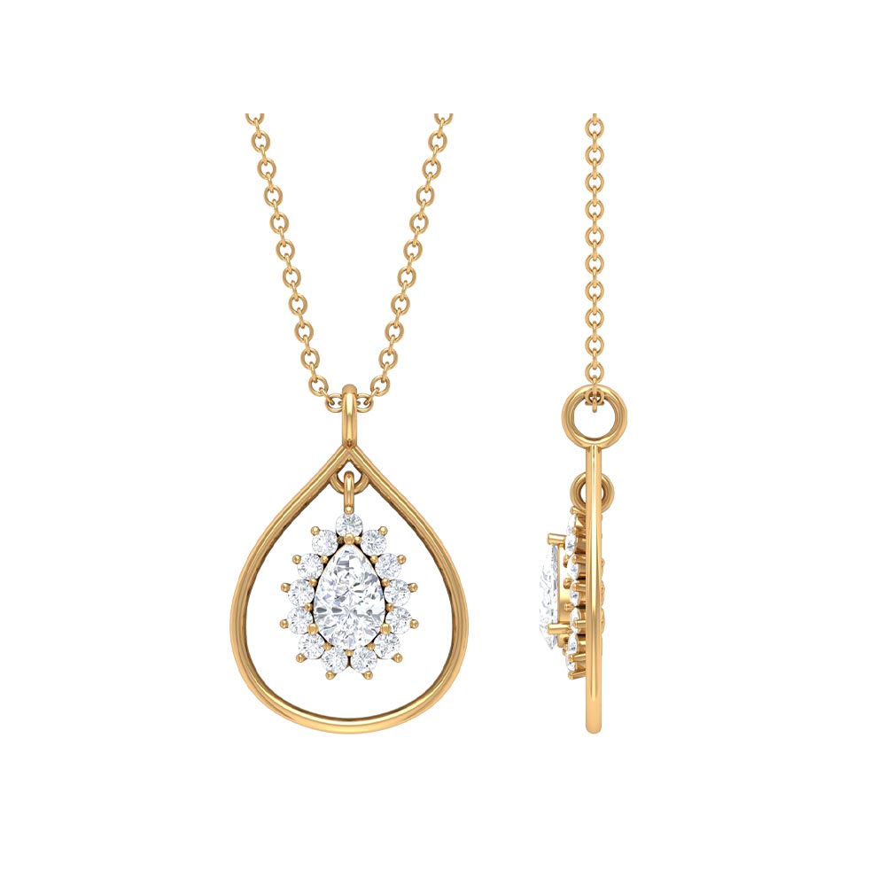 Pear Shape Lab Grown Diamond Teardrop Pendant Necklace Lab Grown Diamond - ( EF-VS ) - Color and Clarity - Rosec Jewels