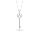 Vintage Key Charm Pendant Necklace with Diamonds Diamond - ( HI-SI ) - Color and Clarity - Rosec Jewels