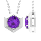 Solitaire Amethyst Hexagon Pendant Necklace Amethyst - ( AAA ) - Quality - Rosec Jewels