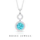 2.50 CT Swiss Blue Topaz Dangle Necklace with Diamond Halo Swiss Blue Topaz - ( AAA ) - Quality - Rosec Jewels