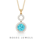 2.50 CT Swiss Blue Topaz Dangle Necklace with Diamond Halo Swiss Blue Topaz - ( AAA ) - Quality - Rosec Jewels