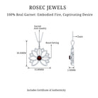 Gold Lotus Flower Pendant with 3 MM Round Cut Garnet Garnet - ( AAA ) - Quality - Rosec Jewels