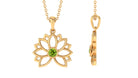 Lotus Flower Pendant with 3 MM Round Cut Peridot Peridot - ( AAA ) - Quality - Rosec Jewels