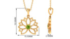 Lotus Flower Pendant with 3 MM Round Cut Peridot Peridot - ( AAA ) - Quality - Rosec Jewels