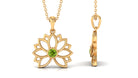 Lotus Flower Pendant with 3 MM Round Cut Peridot Peridot - ( AAA ) - Quality - Rosec Jewels