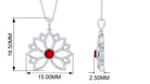 3 MM Created Ruby Lotus Flower Gold Necklace Lab Created Ruby - ( AAAA ) - Quality - Rosec Jewels