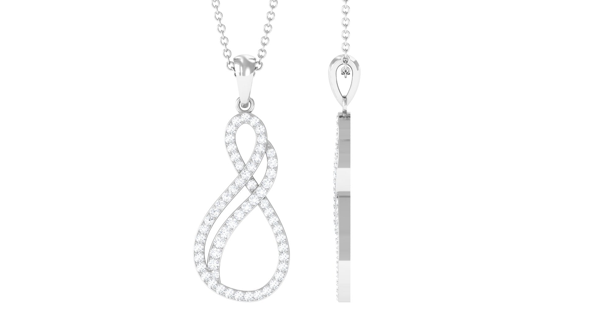 Minimal Diamond Infinity Pendant in Pave Setting Diamond - ( HI-SI ) - Color and Clarity - Rosec Jewels