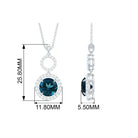 London Blue Topaz and Diamond Halo Dangle Pendant London Blue Topaz - ( AAA ) - Quality - Rosec Jewels