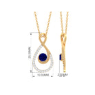 Blue Sapphire and Diamond Teardrop Pendant Necklace Blue Sapphire - ( AAA ) - Quality - Rosec Jewels