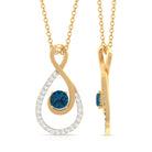 3/4 CT Teardrop Infinity London Blue Topaz Necklace with Diamond Accent London Blue Topaz - ( AAA ) - Quality - Rosec Jewels