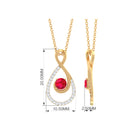 Ruby and Diamond Teardrop Pendant Necklace Ruby - ( AAA ) - Quality - Rosec Jewels